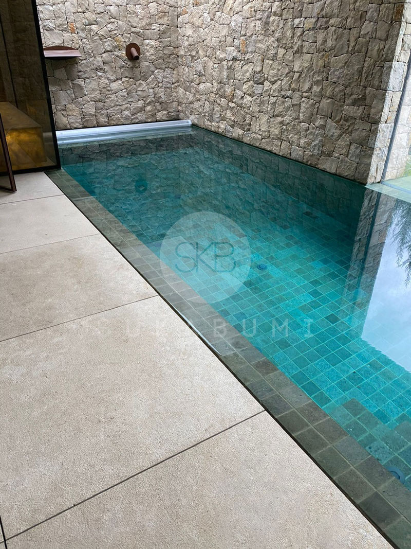 Bali Stone - Indoor Pool with Bali Stone and Sukabumi Green Stone.